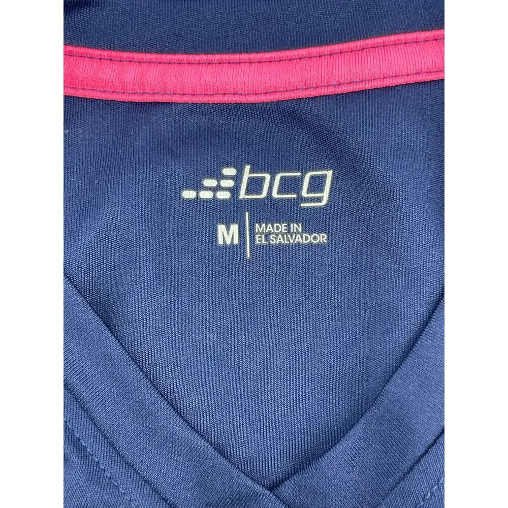 BCG Girls Blue Pink Graphic Chasing Goals Daily T-Shirt Youth Size Medium